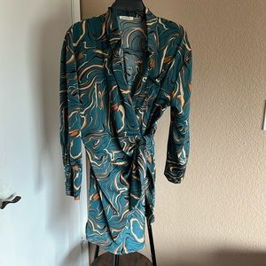 Long sleeve wrap around dress